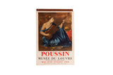 Mid Century 1960 Poussin art poster for Louvre, showing woman in blue playing lute.
