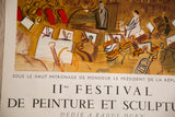 Detail of Raoul Dufy's vibrant abstract art and French text on the vintage poster.