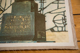 Close-up of vintage poster's text details, including a French quote and German printing credits.