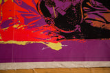 Ravi Shankar music poster, vivid purple and yellow bottom edge, linen mount.