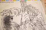 Vintage Lincoln Center Poster art showing intricate black line details and creased paper.