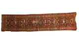Decorative distressed antique Northwest Persian runner, all-over Herati floral design, rich aged colors.