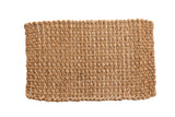 Natural gold hand braided entrance mat with durable woven texture, 2' x 3'3