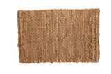 Gold hand braided entrance mat of natural hemp, jute, sisal fibers, 2'1
