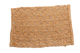 Gold hand braided entrance mat with natural fiber texture, 2'1