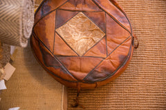 Small Vintage Leather Pouf // ONH Item 3064 Image 2
