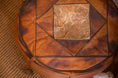 Small Vintage Leather Pouf // ONH Item 3064 Image 4