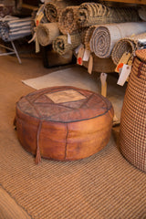 Small Vintage Leather Pouf // ONH Item 3065 Image 3
