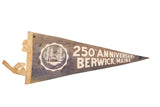 Vintage 250th Anniversary Berwick Maine felt flag banner, faded blue and white, 7.5x17.