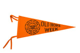 Vintage orange felt pennant flag with black 