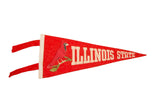 Vintage 1940s red felt Illinois State flag with cardinal, 5x12.