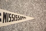 Black 'MISSISSIPPI' lettering on the cream felt tip of the vintage banner.