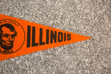 Black ILLINOIS lettering detail on the vintage orange felt flag banner.