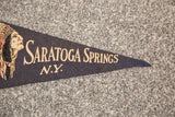 Dark blue felt banner tip with cream 'Saratoga Springs N.Y.' lettering.