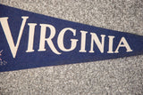 Textured vintage blue felt Virginia banner with cream lettering.