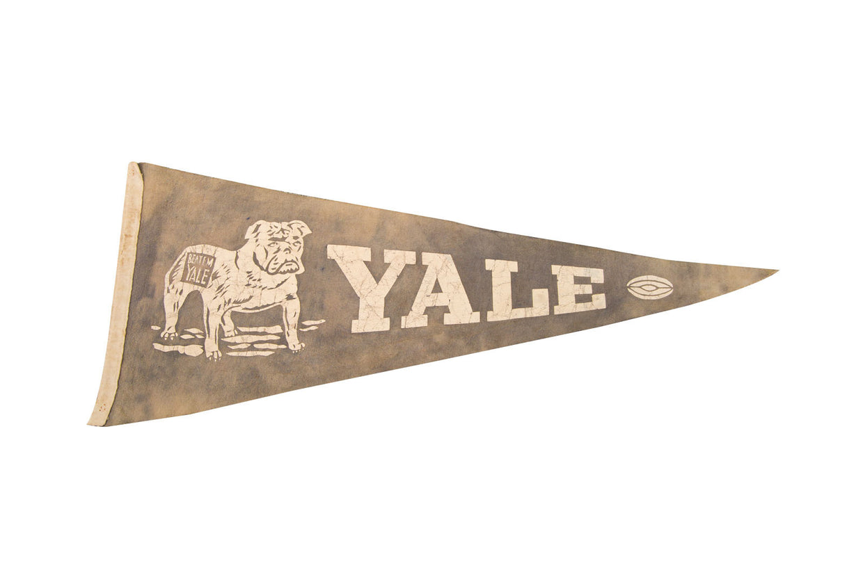 Yale Beat 'em Yale with Football Felt Flag // ONH Item 3103
