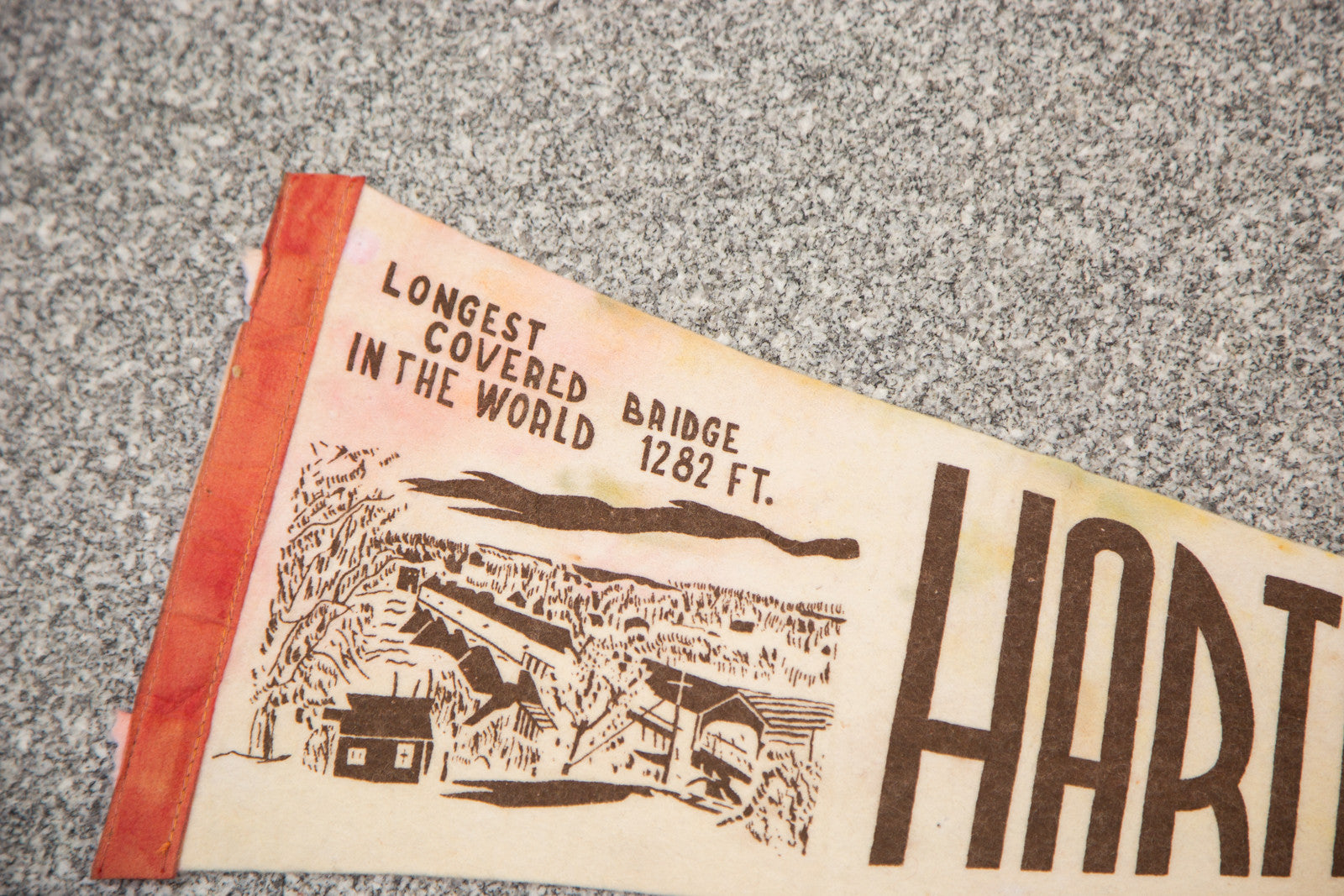 Hartland NB Covered Bridge Felt Flag // ONH Item 3106 Image 1