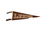 Vintage dark brown Lehigh School felt flag with cream 