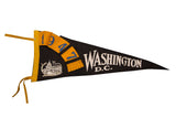 Vintage 1947 Washington DC felt flag with Capitol building graphic and yellow details.