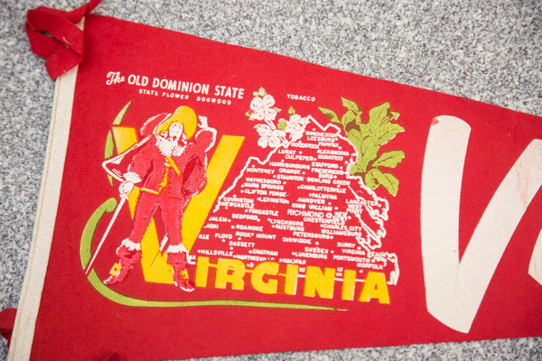 Virginia State with Cities Felt Flag // ONH Item 3117 Image 1