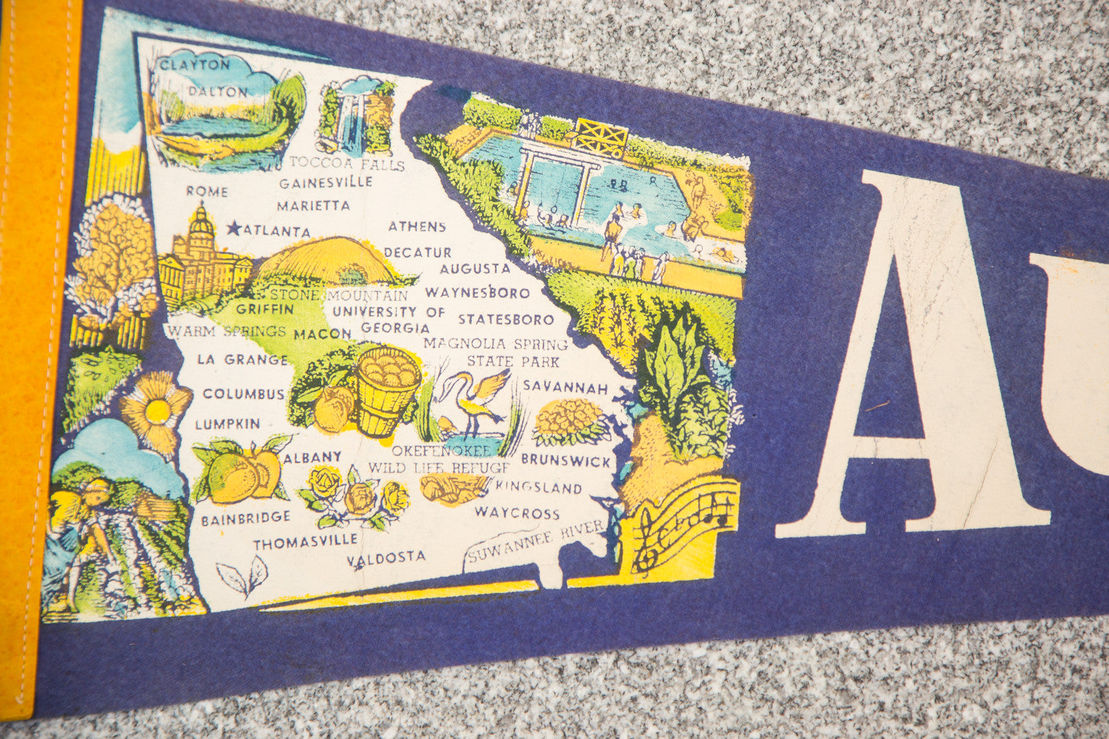 Augusta Georgia with Cities Felt Flag // ONH Item 3121 Image 1