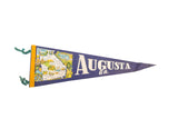 Vintage Augusta Georgia felt flag banner, dark blue with colorful state map, yellow trim.