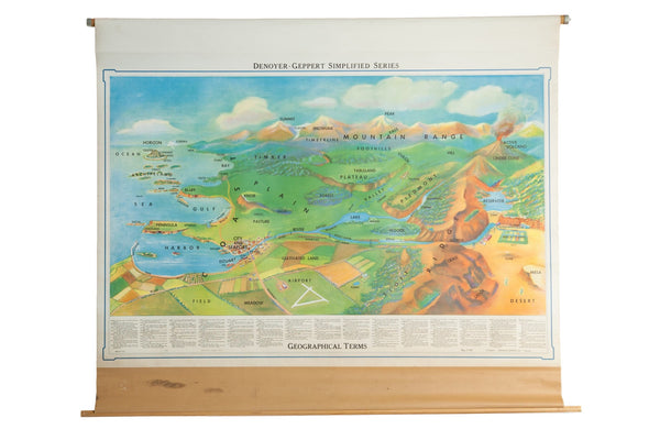 Vintage Denoyer-Geppert Landforms Pull Down Map