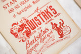 A detailed view of the red typography and dancer graphics on the vintage Swistak's polka poster.