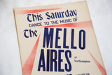 A Mid Century club poster featuring bold navy blue and red typography.