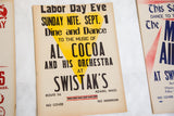 Al Cocoa and his orchestra at Swistak's on vintage Labor Day poster, Adams, MA.