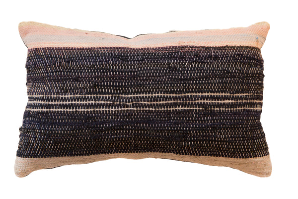 Small Lumbar Rag Rug Fragment Pillow // ONH Item 3141