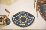Vintage Polish school chart detail: black and blue anatomical illustration with orange accent.