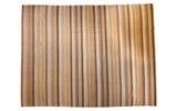 Hand woven New Kilim carpet with vertical stripes in muted earth tones and ivory.