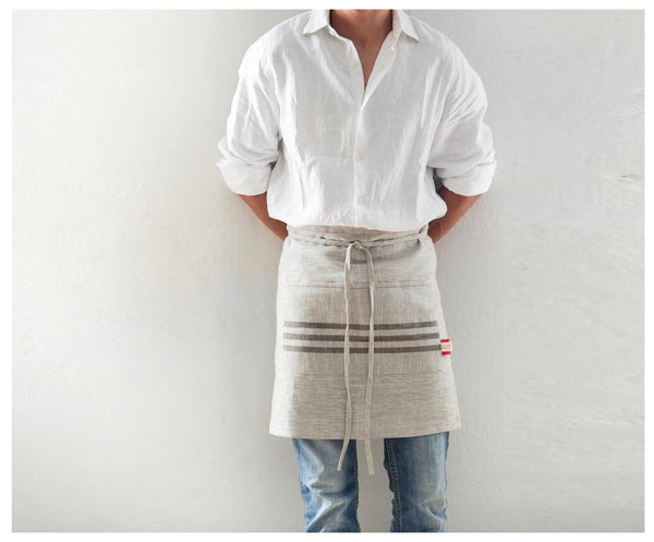 Handmade in USA Linen Short Apron // ONH Item 3168