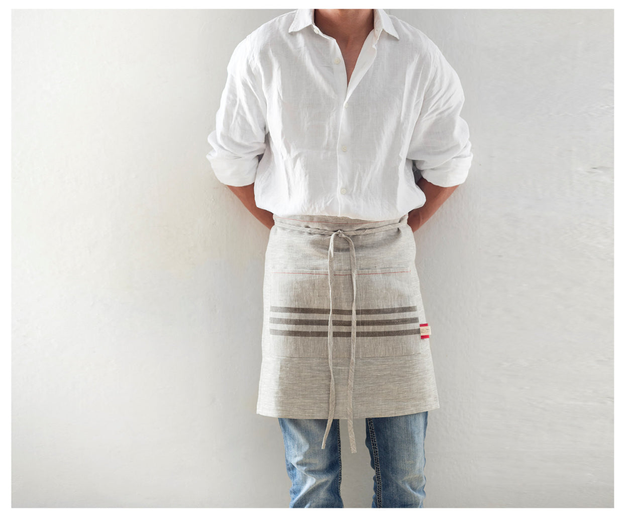 Handmade in USA Linen Short Apron // ONH Item 3168