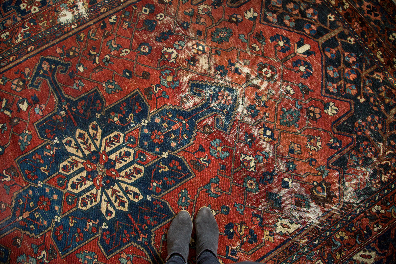 Vintage Distressed Bakhtiari Carpet