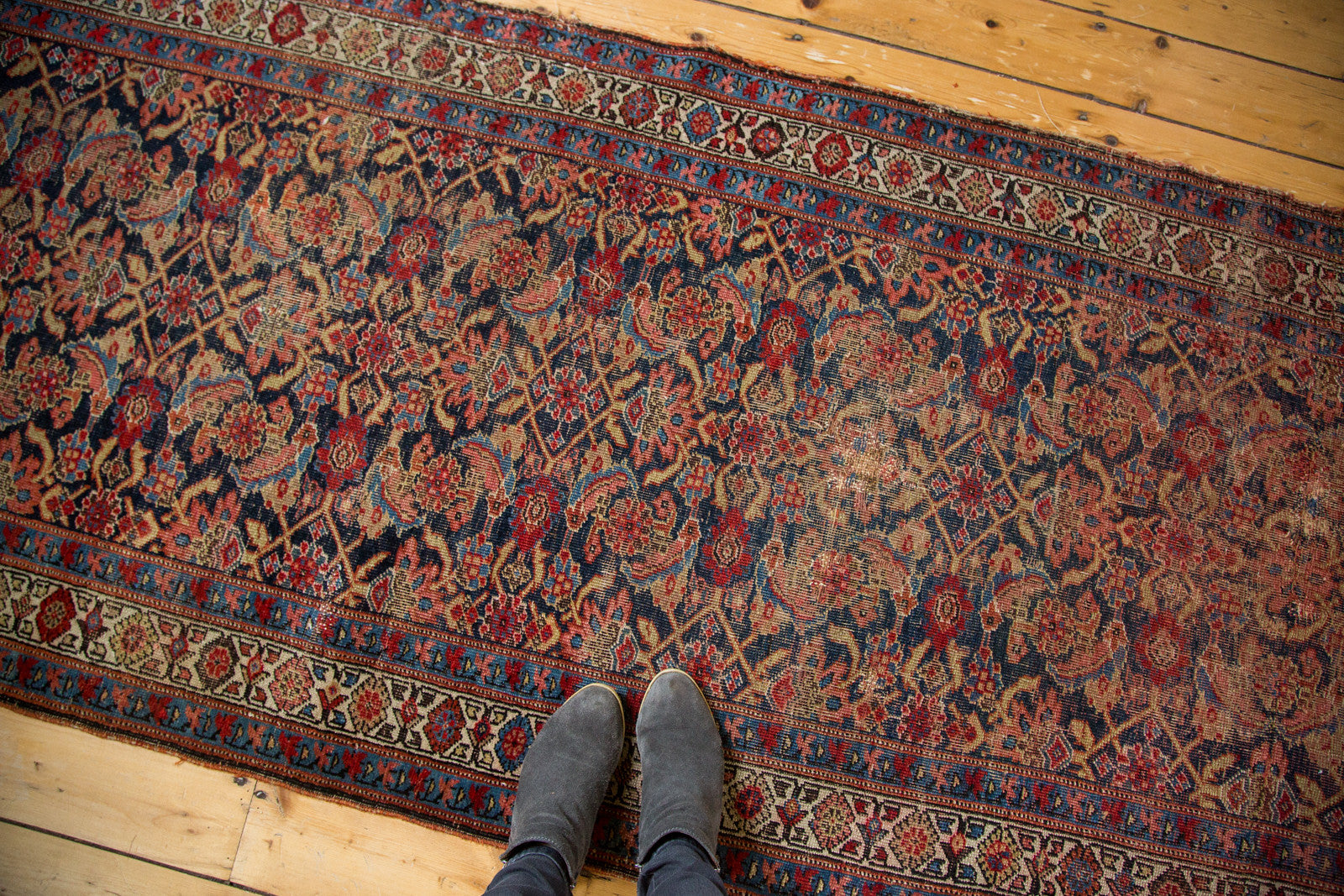 Vintage Distressed Bijar Rug Runner
