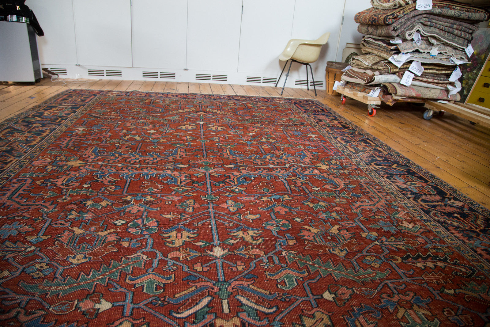 Vintage Distressed Heriz Carpet