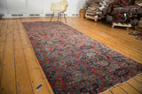Hand-knotted American Sarouk Fragment runner with exquisite floral bouquets, cherry red field.