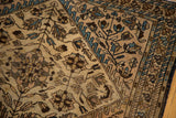 Antique Farahan Sarouk rug with intricate tendril and blossoming flower motifs and slate blue border.