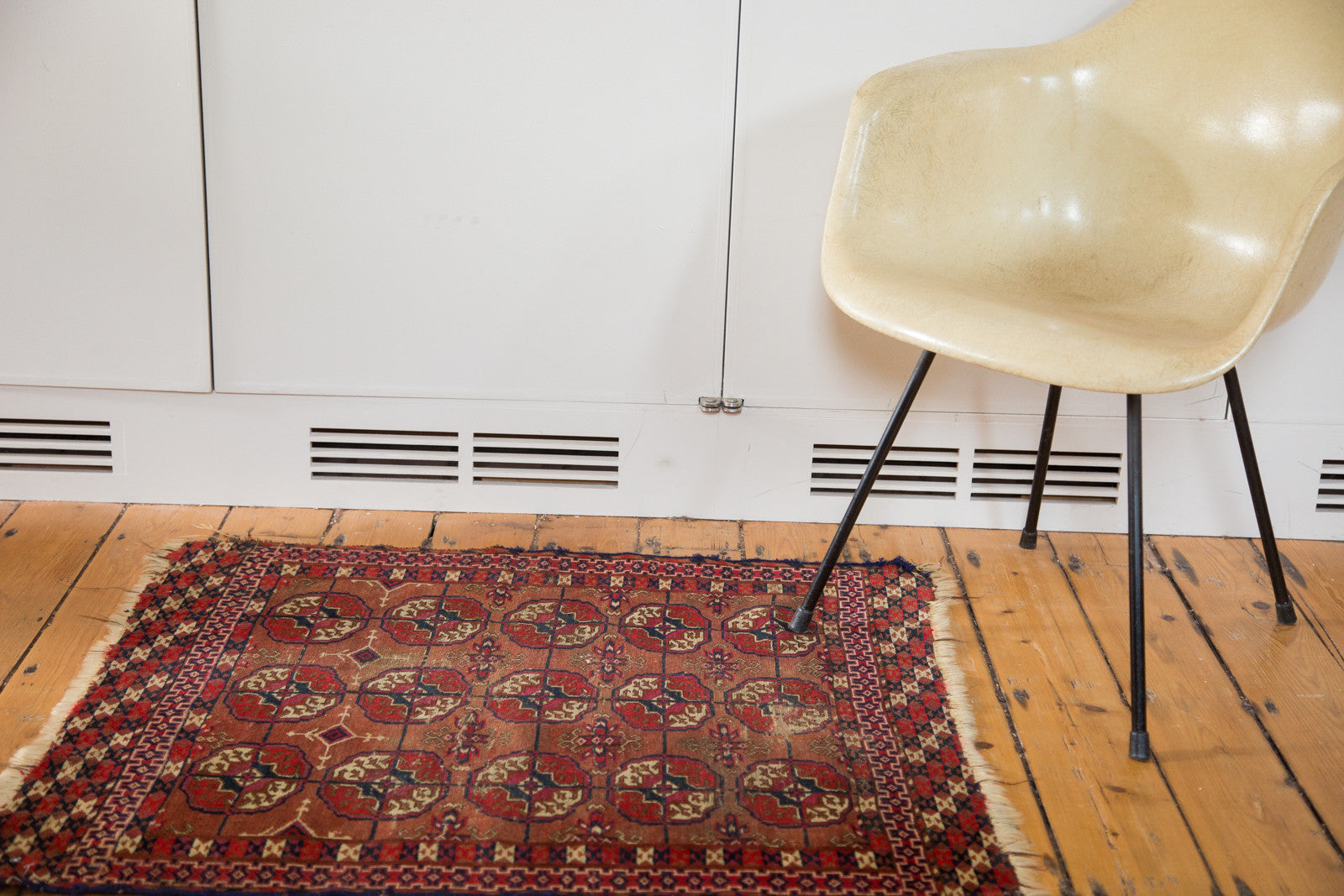 Vintage Distressed Turkmen Square Rug