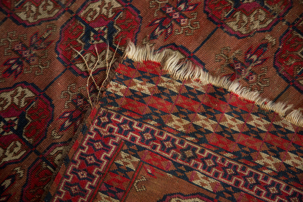 Vintage Distressed Turkmen Square Rug