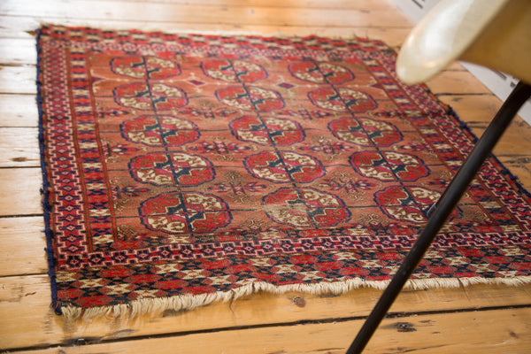 Vintage Distressed Turkmen Square Rug