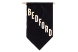 Hand-sewn navy and cream Bedford Felt Flag Banner with diagonal letters, 18