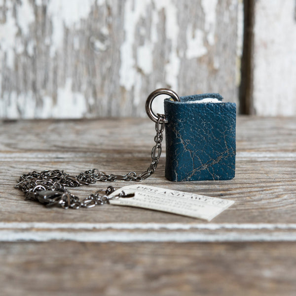 Reclaimed Leather Book Necklace Lagoon and Copper // ONH Item 3228