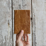 Heirloom honey reclaimed leather journal with textured grain, 4.75 by 3.25 inches.