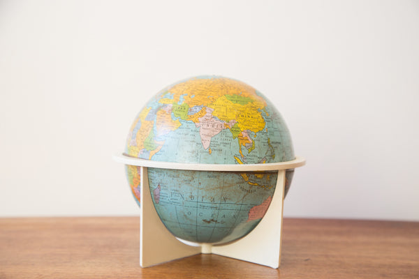 Vintage 1970s 6 inch Tin Globe // ONH Item 3236