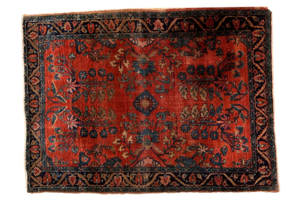 4x5 Antique Persian Mohajeran Sarouk Square Rug // ONH Item 3239