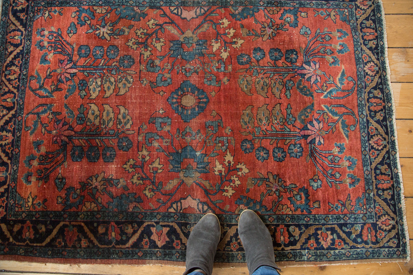 4x5 Antique Persian Mohajeran Sarouk Square Rug // ONH Item 3239 Image 1
