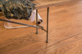 Handmade industrial metal legs with unique knotted joint and reclaimed wood top.
